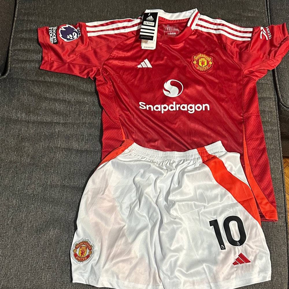 Adidas Red and White Soccer Jersey with Number 10